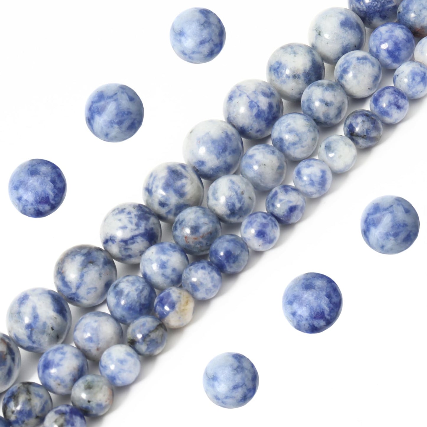 Siomia 45pcs 8mm Natural New Blue Sodalite Gemstone Beads Energy Healing Crystal Round Loose Stone Beads for Jewelry Making, DIY Bracelets Necklaces