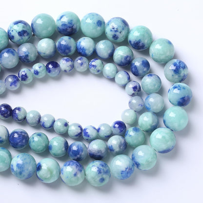 60pcs 6mm Natural Blue Green Persian Jade Stone Beads for Jewelry Making Round Loose Spacer Beads DIY Bracelets Necklaces 15" (6mm, Blue Green Jade)