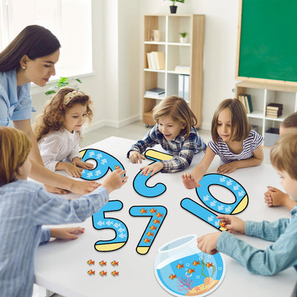 Lonfliness 32Pcs Jumbo Numbers Bulletin Board Set for Classroom Ocean Educational Learning Math Posters for Kids Numbers 1-10 Poster for Elementary School Math Classroom Wall Decor