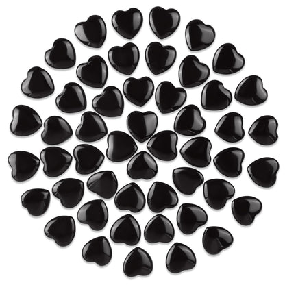 Gerrii 50 Pcs Heart Healing Stone Bulk Quartz Heart Inspirational Stones Gift for Women Love Pocket Polished Natural Energy Balancing Meditation 0.8 Inch(Black)