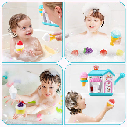 Gretex Toddler Bath Toys for 3 4 5 6 7 8 Years Old Girls, Bubble Ice Cream Maker Bath Toy, Shower Toys, Toddler Bath Toys Age 2-4, Bathtub Bubble Machine, Toy for 3 4 5 6 7 8 Years Old Boys Girls