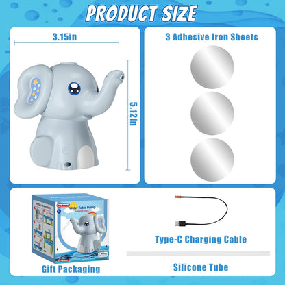Wee Wonders Water Table Pump with Magnetic Sheet & Rechargeable, Elephant Water Pump Continuous Flow, Outdoor Sand and Water Table Toys Accessories for Toddlers, Summer Beach Toy Gifts for Kids 3-8