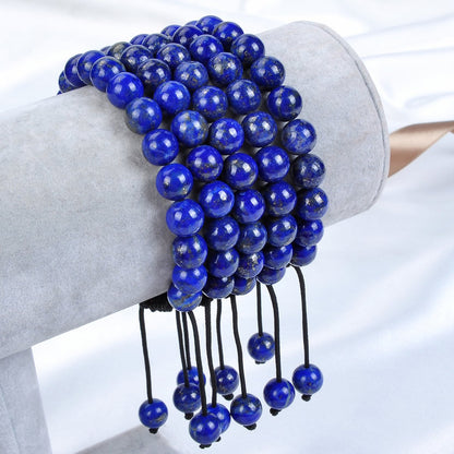 MASSIVE BEADS Lapis Crystal Beads Birthstone Healing Power Macrame Bracelets Adjustable (Lapis, 8mm)