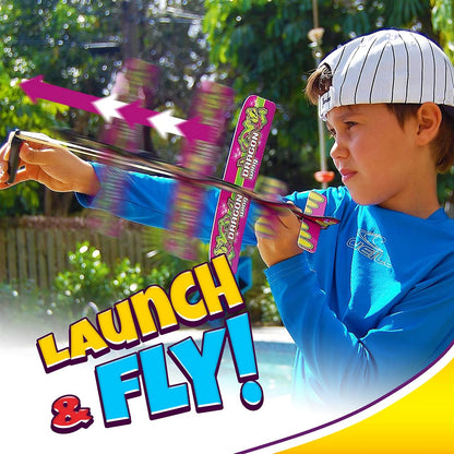 2GoodShop Slingshot Plane Glider w/Rubber Band Launcher (12 Planes) Flying Paper Foam Airplanes for Kids, Boys Toys. Outdoor Backyard Games & Activities. Bulk Birthday Party Favors. 2340-12p
