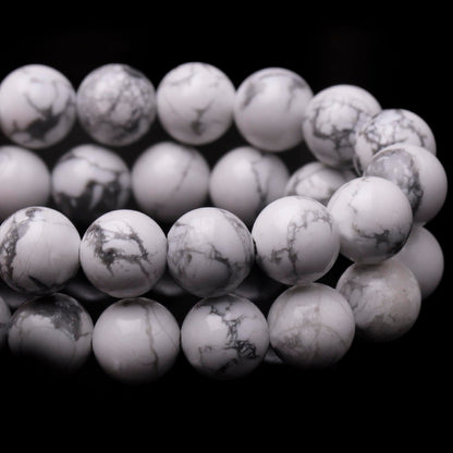 Chicager Natural Stone Beads for Jewelry Making,8mm Howlite Polished Smooth Round Gemstone Beads for Bracelet Necklace 15 Inch