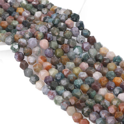 BEADIA Faceted Natural Indian Agate Stone Round Beads 6mm 36cm/Strand for Jewelry Making