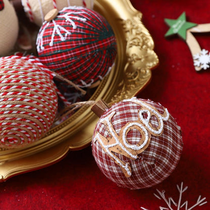 12 Piece Rustic Christmas Tree Ornaments, Farmhouse Christma Decoration, 3.15 inch Natural Jute Burlap Christmas Ball