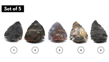 Amazing Gemstone 5 Pieces Fancy Jasper Arrowhead Bulk, Crystal and Healing Stone Flint Rock Arrow Head - 2 to 3 Arrowheads for DIY Project Craft Point Jewelry Making