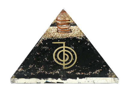 Amazing Gemstone Large Black Tourmaline Orgone Pyramid Crystal, Reiki Orgonite Pyramid - Positive Energy Healing