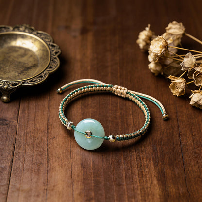 HL1971 Natural Jade Beaded Elastic Bracelet Gradient Green Jade Bead Ladies Bracelet, Suitable for Christmas, Thanksgiving