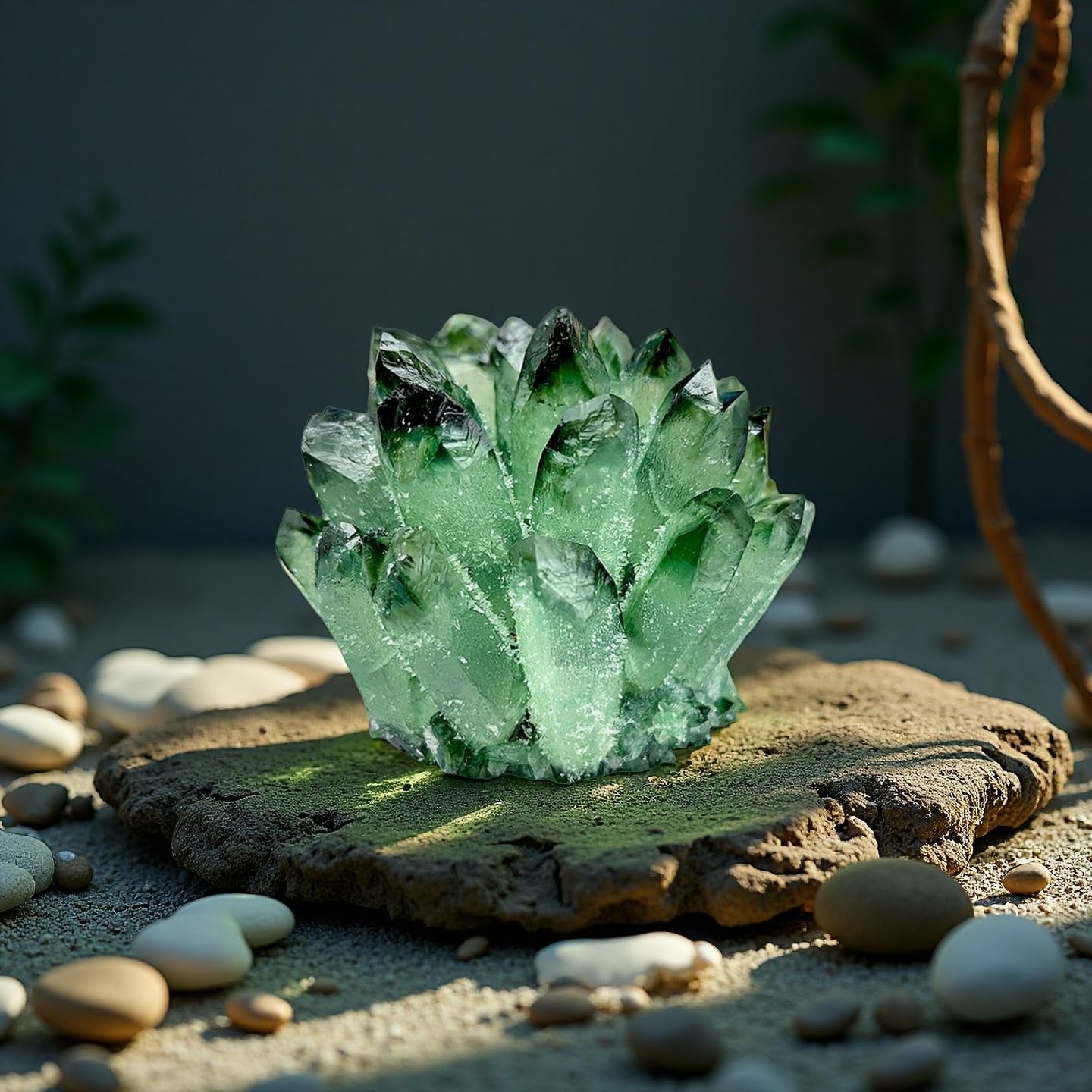 DUKIZA Natural Crystal Green Crystal Cluster Green Crystal Stone Large Quartz Crystal,Quartz Crystal Cluster, Green Stone Green Crystals