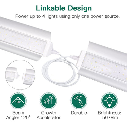 SZHLUX LED Grow Light 2FT Full Spectrum 2 Pack 80W (2×40W, 600W Equivalent) Sunlight Plant Light for Indoor Plants, Super Bright Grow Light Strips, Linkable Growing Light Fixture