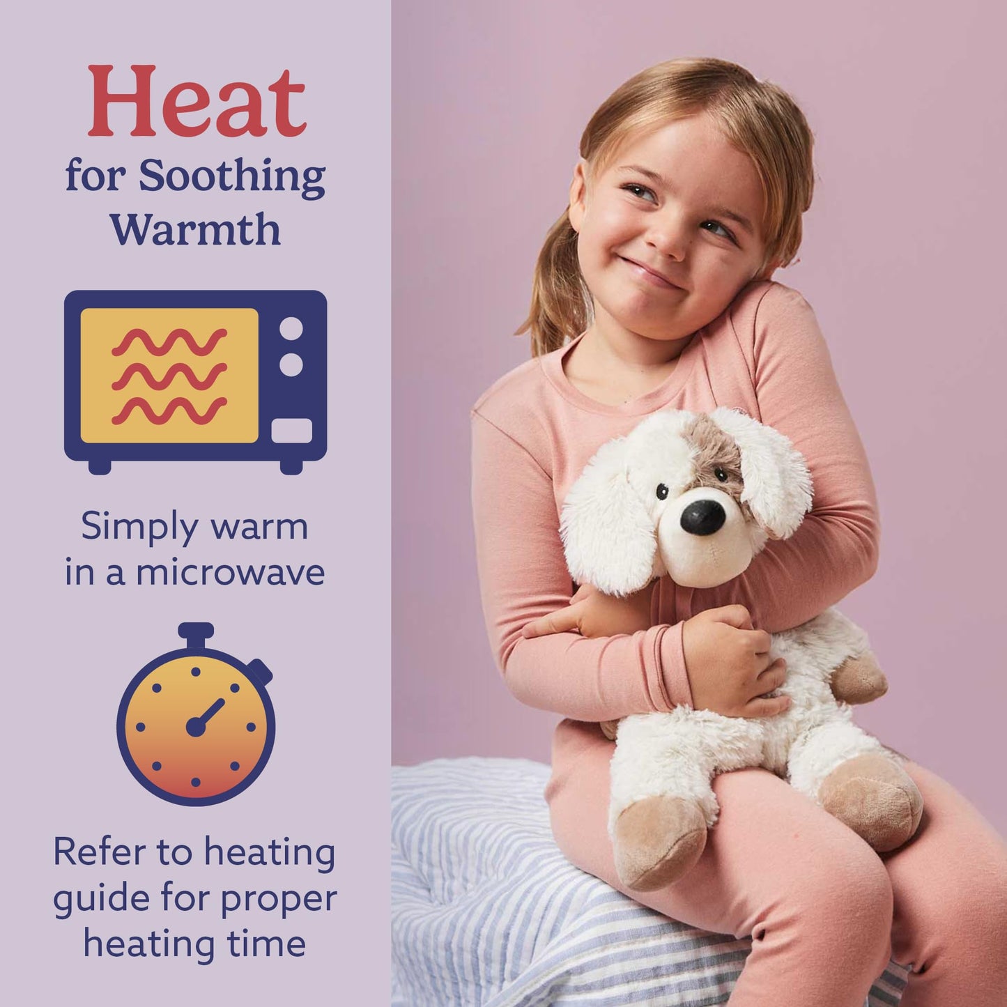 warmies Microwavable & Weighted Stuffed Animals, Puppy - Heated Stuffed Animal Plushie for Warmth & Comfort - Cute Soft Plush Toys for Adults & Children (Boys, Girls, Babies & Toddlers)