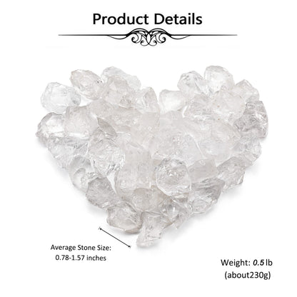 Top Plaza Bulk Clear Quartz Healing Crystals Rough Stones - Large 1" Natural Raw Stones Crystal for Reiki Healing, Wicca, witchcraft, Tumbling, Cabbing, Fountain Rocks, Decoration, Polishing 0.5lb
