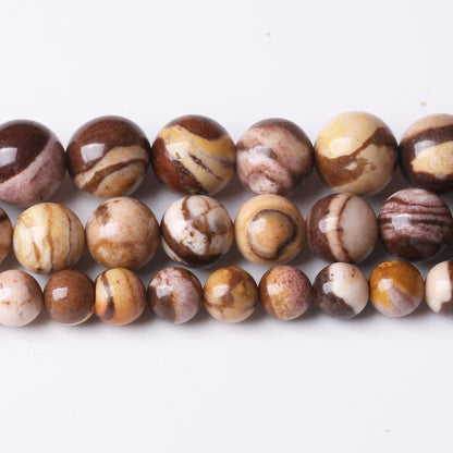 90PCS 4MM Brown Zebra Natural Gemstone Round Stone Beads for Jewelry Making DIY Energy Stone Healing Power Bracelet 15"