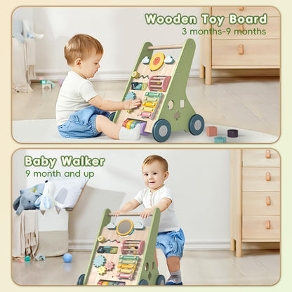 Bautia Wooden Baby Walker, Montessori Walker for Babies 6-12 Months, Push Walking Toys for 1 Year Old Learning to Walk
