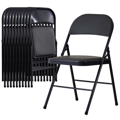 Usnipoya Folding Chairs 10 Pack Black with Padded Seats, 350-LBS Heavy Duty Metal Frame, Portable Design for Commercial Use, Party Events Wedding Outside, No Assembly Required
