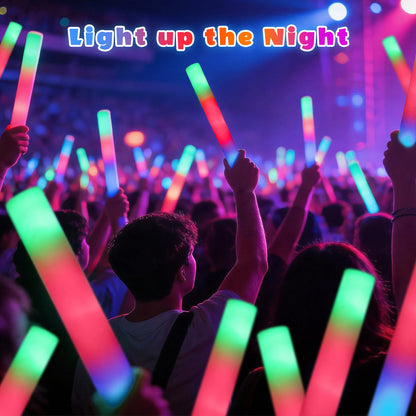 SHQDD 56PCS Foam Glow Sticks Bulk, Light up Foam Sticks with 3 Modes of Color Flashing, Glow Sticks Party Pack, Light up in the Dark Party Supplies for Wedding, Concert, New Year, Halloween