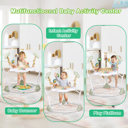 Otrolepota Baby Activity Center, Infant Jumpers and Bouncers with Music, Lights, Infant Toys, 360°Rotating Seat, 3 Adjustable Heights, Baby Play and Learning Center for 6+ Months