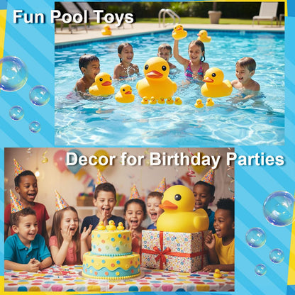 2 Pcs Jumbo Rubber Yellow Duck,Kalafona 10.3 Inch Giant Big Large No 'Bebe' Noise No Hole Rubber Funny Duck Bath Pool Toy Without Hole for Kids Shower Birthday Party Favor Home Decor