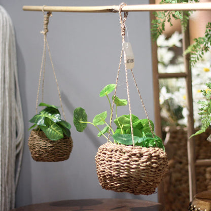Kuppn 3.9 in Woven Hanging Plant Pot, Hemp Rope Hanging Planter with Rope, Woven Hanging Basket for Succulents, Air Plants and Small Cacti