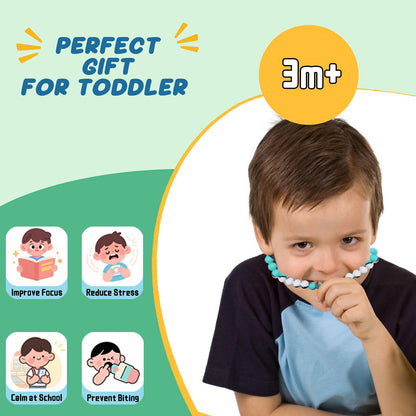 Chew Necklaces for Sensory Kids, 2 Pack Chewy Necklace Sensory to Reduces Anxiety and Stress, Integrated Safety Design Teething Necklace for Baby, BPA Free