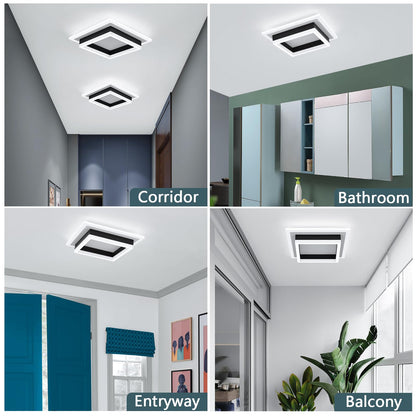 EIDISUNY 32W Modern LED Ceiling Light, Small Flush Mount Light Fixture, 6500K Cold White Ceiling Lamp, Square Hallway Lighting Fixtures for Living Room Bedroom Bathroom Kitchen (White, Cold White)