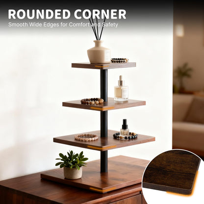 NANXITU 4 Tier Cupcake Stand for 50 Cupcakes,360 Rotatable Wooden Cake Dessert Tower Holder,Rustic Square Tiered Tray Serving Display for Wedding Birthday Baby Shower Tea Party