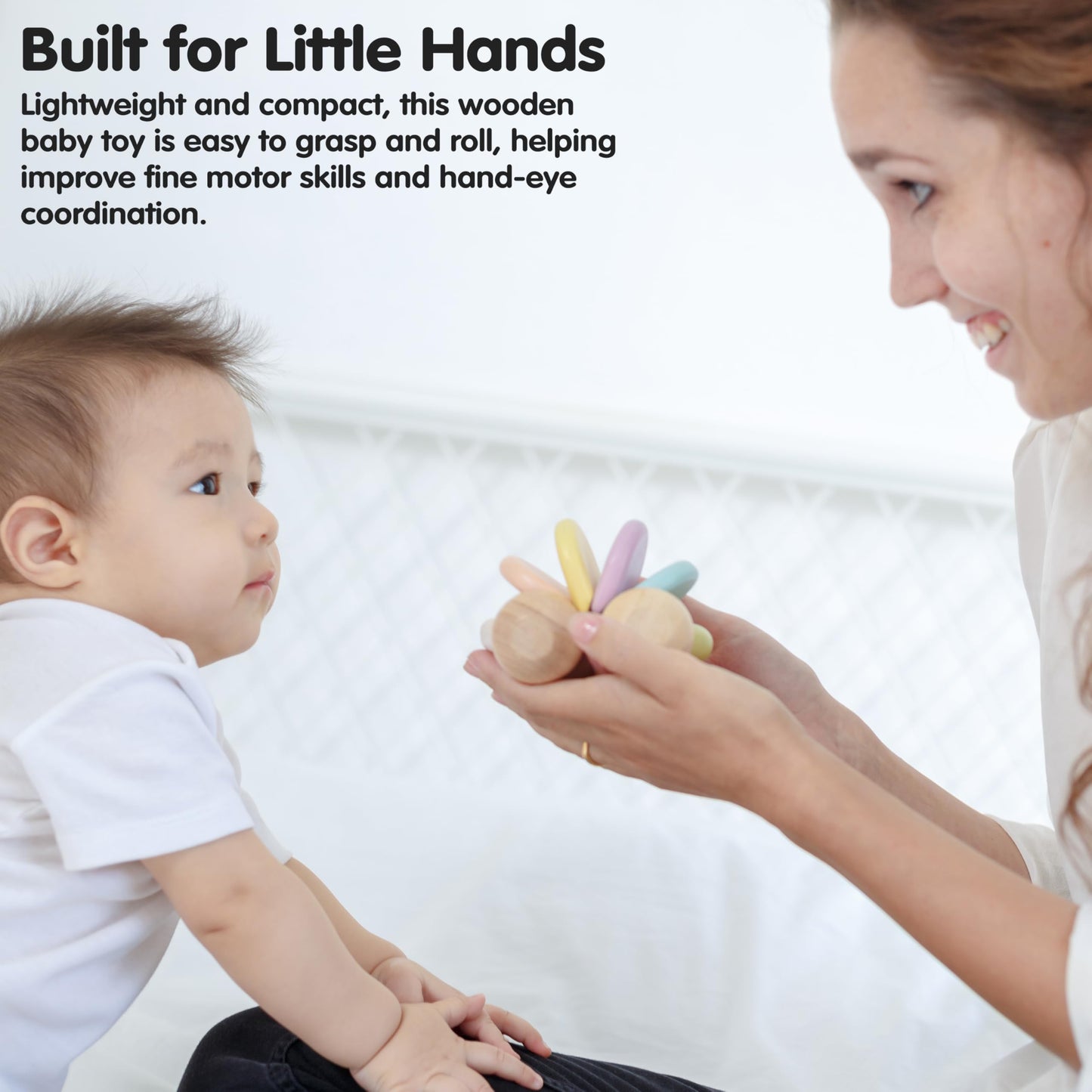PlanToys® Wooden Baby Push Toy Car | Montessori Toy for Infants | Wooden Baby Toy with Flexible Body | Sensory & Motor Skill Development Toy for 6+ Months