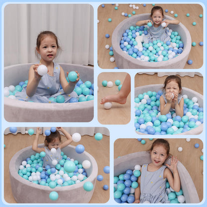 MoonxHome Ball Pit Balls for Toddlers & Dogs, BPA Free Crush Proof Plastic Toy Balls for Ball Pit, Children's Pool Water Toys, Ocean Balls for Play Tent 2.15 Inch Pack of 200 White&Green&Blue