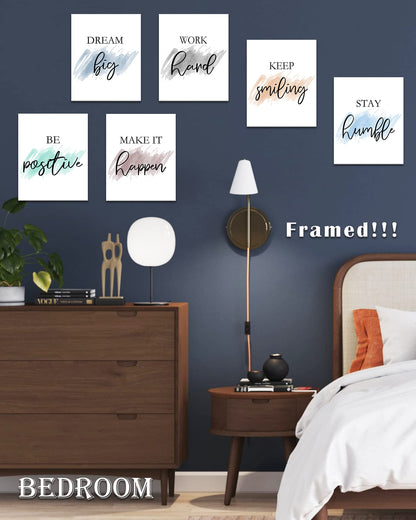 𝗗𝗿𝘀𝗼𝘂𝗺 Motivational Wall Decor Inspirational Office Wall Art Quotes Wall Art for Living Room Encouraging Canvas Posters for Office Bedroom Sayings for Wall Decor - 8” x10” x6 PCS (𝗙𝗿𝗮𝗺𝗲𝗱)