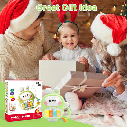 Redbeann Baby Musical Toys 6-12 Months, Rabbit Piano for Baby Musical Toys for Toddlers 1-3, Busy Board with Music & Light, Birthday Toy for Infant Toddler 1 Year Old Boy Girl Gifts (Green)