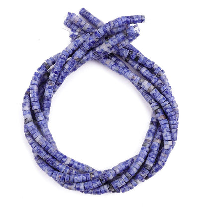 BEADIA Natural Blue Sodalite Spacer Beads Caps Loose Semi Gemstone for Beading Jewelry Making 6mmx3mm 38cm