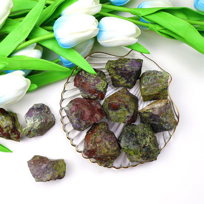 QINJIEJIE Dragon Bloodstone Crystals Raw Stones Natural Rough Gemstones Rocks Bulk Large 0.8-1.2" Gems Reiki Decorative Fountain Rock for Tumbling Cabbing Polishing Wire Wrapping Wicca 0.9 lbs