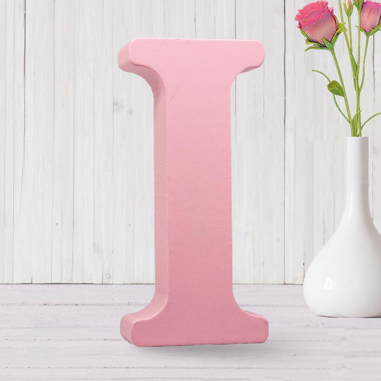AOCEAN 6 Inch Pink Wood Letters Unfinished Wooden Letters for Wall MAGA Decorative Standing Letters Slices Sign Board for Crafts Christmas Decoration Home Party Projects (I)
