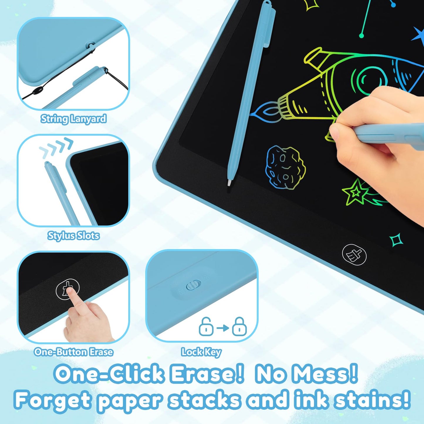 Kayoubi LCD Writing Tablet for Kids, 14.5 Inch Jumbo Screen with Double Pen, No-Mess Reusable Colorful Doodle Board Toys, Gifts for 3 4 5 6 7 8 Year Old Boys & Girls (Pink)
