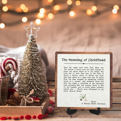 Christmas Quote Wooden Plaque Sign With Stand - Desk Decor for Farmhouse Home Office Table Shelf (5x5 IN)