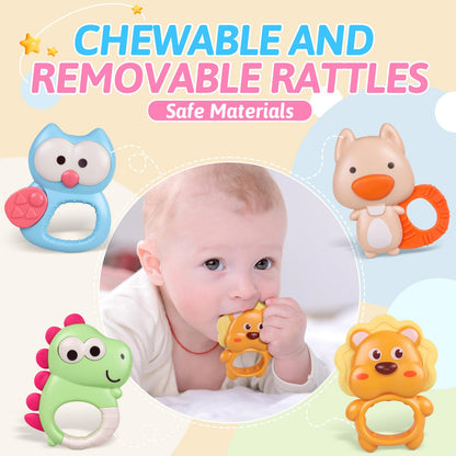 RSEPD Crib Mobile with Music and Lights, Baby Mobiles for Cribs, Nursery Musical Mobile for Bassinets Toys Hanging Girls Boys, Pack and Play Space Portable Animal Mobile Hanger Arm Clip On Attachment