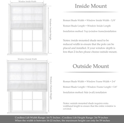 DotheDrape Linen Roman Shades for Windows Custom Cordless Blinds for Indoor Windows, French Doors, Bedroom, Living Room, Bathroom, Light Khahi