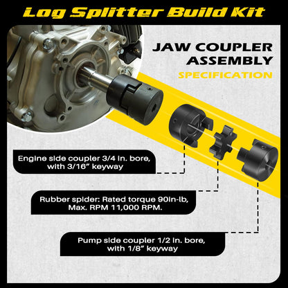 Camoo Log Splitter Build Kit Include 13 GPM Pump, Coupler, Mount, Bolts, Fit for Huskee, Speeco, Oregon, etc and DIY Splitter Project (for 3/4" Engine Crankshaft)