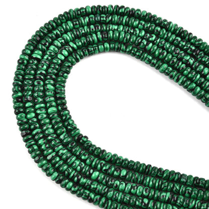 155pcs 4x2mm Synthetic Malachite Disk Rondelle Spacer Stone Semi Precious Gemstone Loose Beads for Jewelry Making 15 Inch