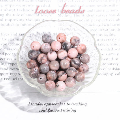 4mm Natural Gemstone Beads for Bracelets Pink Zebra Jasper Crystal Small Beads for Jewelry Making Necklaces Earrings Crafts (15"/Strand)