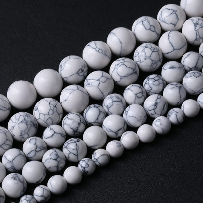 38pcs 10mm Natural Stone Beads White Turquoise Gemstone Round Loose Beads for Jewelry Making Crystal Energy Stone Healing Power DIY Bracelets (10mm, White Turquoise)
