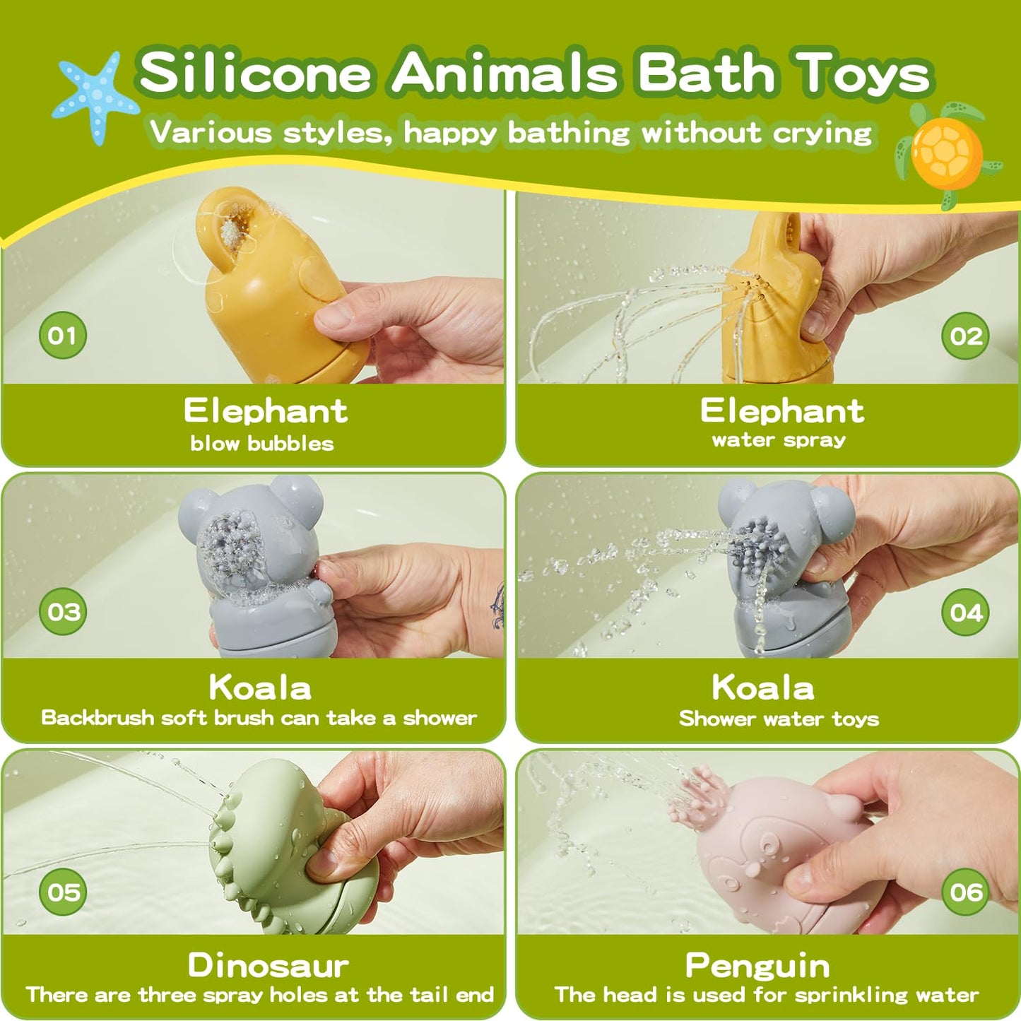 Baby Bath Toys 9PCS Mold Free Bath Toys for Babies 6-12 Months Bathtub Water Toys with Easy Clean Silicone Bath Toy for Kids Ages 1-3 Safe Bath Boats, Baby Shower Birthday Gifts for Babies & Infant