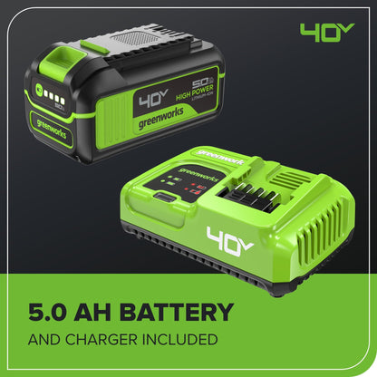 Greenworks 40V 18" Brushless Cordless Chainsaw, 5.0Ah Battery and Charger Included
