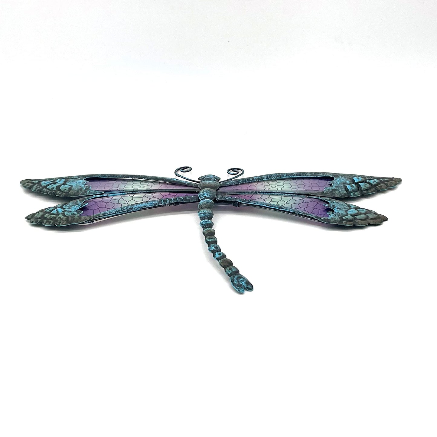 POXOHO Metal Dragonfly Wall Decor - Outdoor Wall Decor Garden Dragonfly Decor for Patio - Dragonfly Metal Wall Art for Living Room, Bedroom, Dragonfly Gifts(15 inch, Metal&Glass)