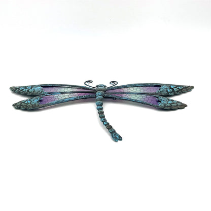 POXOHO Metal Dragonfly Wall Decor - Outdoor Wall Decor Garden Dragonfly Decor for Patio - Dragonfly Metal Wall Art for Living Room, Bedroom, Dragonfly Gifts(15 inch, Metal&Glass)