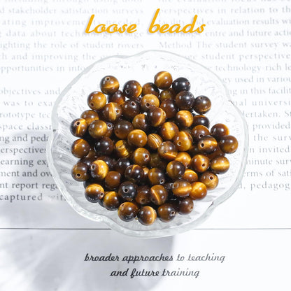 4mm Natural Gemstone Round Stone Beads for Jewelry Making Yellow Tiger Eye Crystal Beads for Bracelets Men Necklace Making Supplies (15"/Strand)
