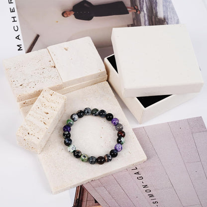 PZTIIY Crystal Bracelet - Natural Energy Crystal Bracelet for Men and Women (ZLY-Mixed color agate)
