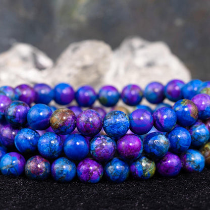 DAZCOLO 8mm Natural Gemstone Stretch Bracelet, Handmade Unisex Crystal Bracelets for Meditation, Yoga, Spiritual Healing & Positive Energy (Multi Azurite)